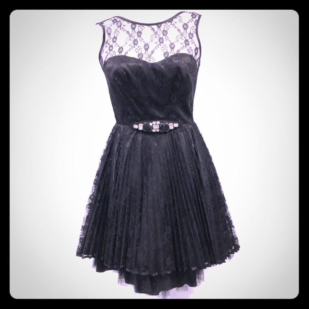 Black lace layered party dress cocktail wedding